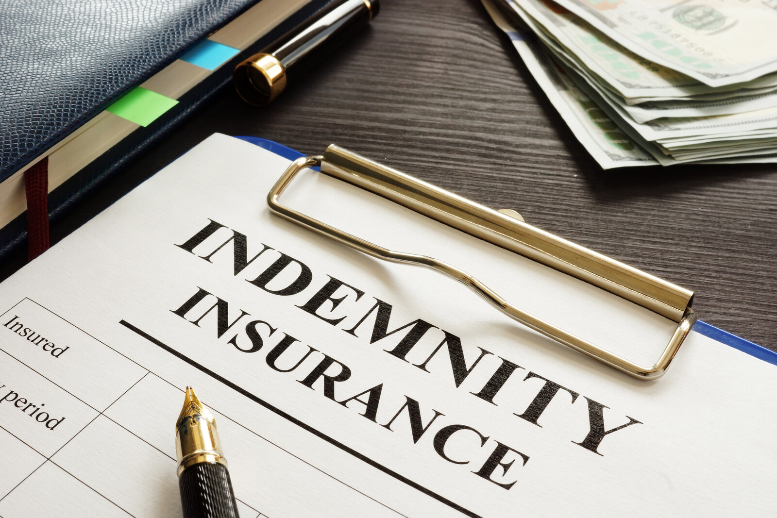 Indemnity insurance clipboard