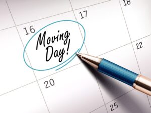 moving day marked on calender