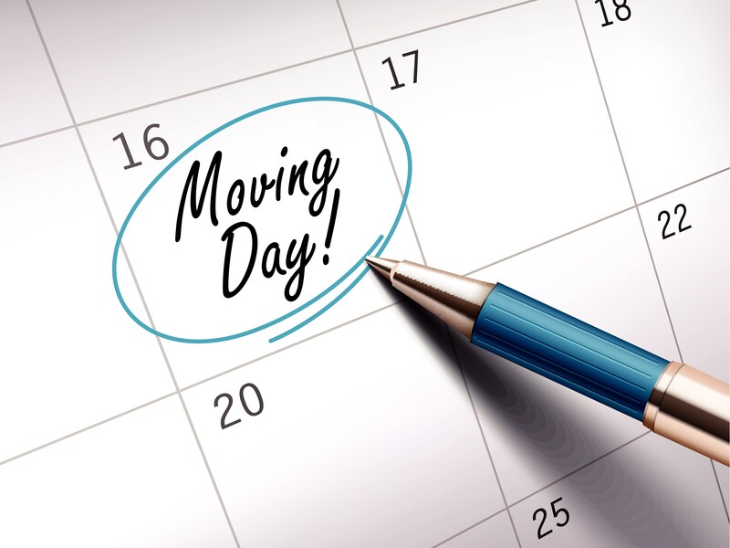 moving day marked on calender